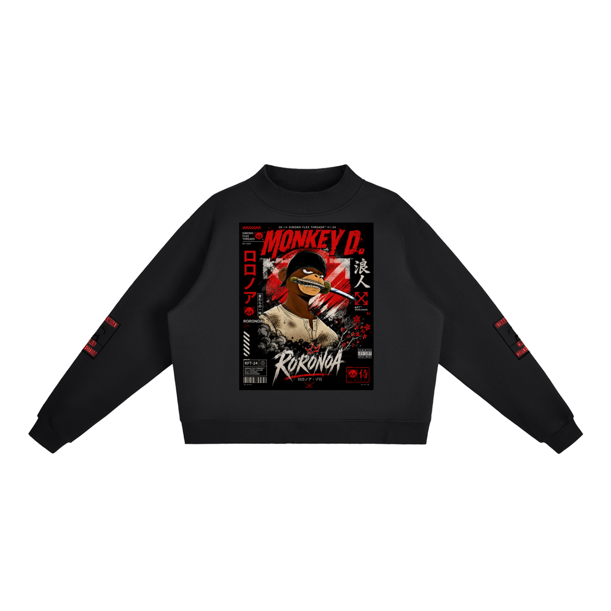 ‘Monkey D Roronoa Essential Fleece Mock-Neck Crew Sweatshirt’