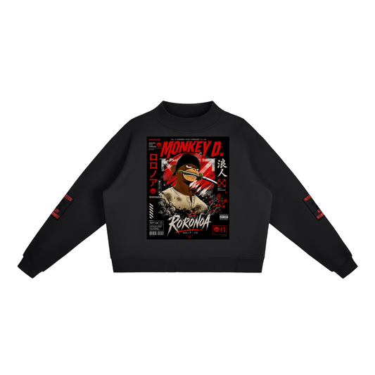 ‘Monkey D Roronoa Essential Fleece Mock-Neck Crew Sweatshirt’